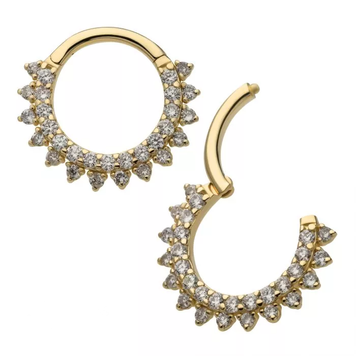 14k Gold Double Row Diamond Clicker