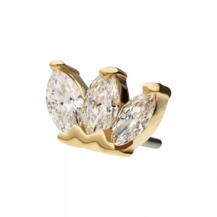 14k Gold Triple Marquise Diamond