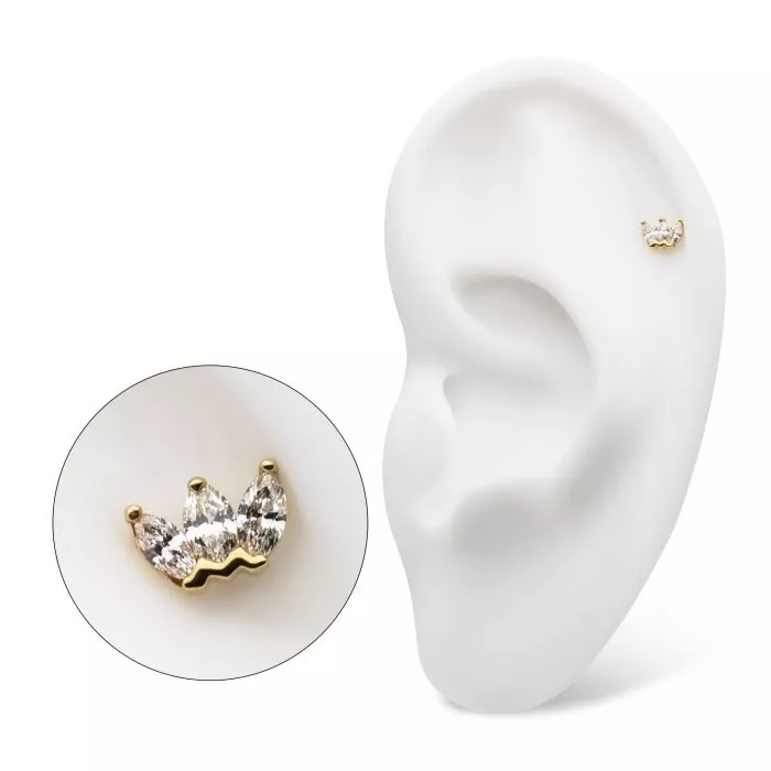14k Gold Triple Marquise Diamond