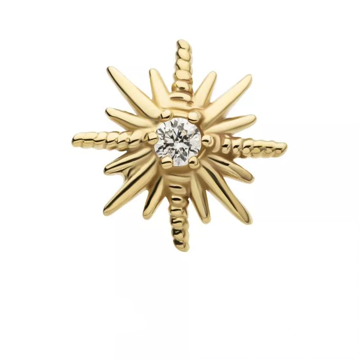 14k Gold Sunburst with Diamond Center
