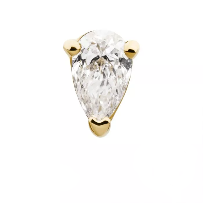14k Gold Pear-Shaped Diamond Stud