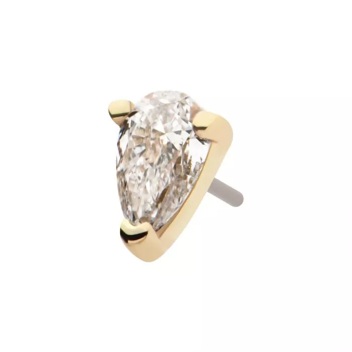 14k Gold Pear-Shaped Diamond Stud