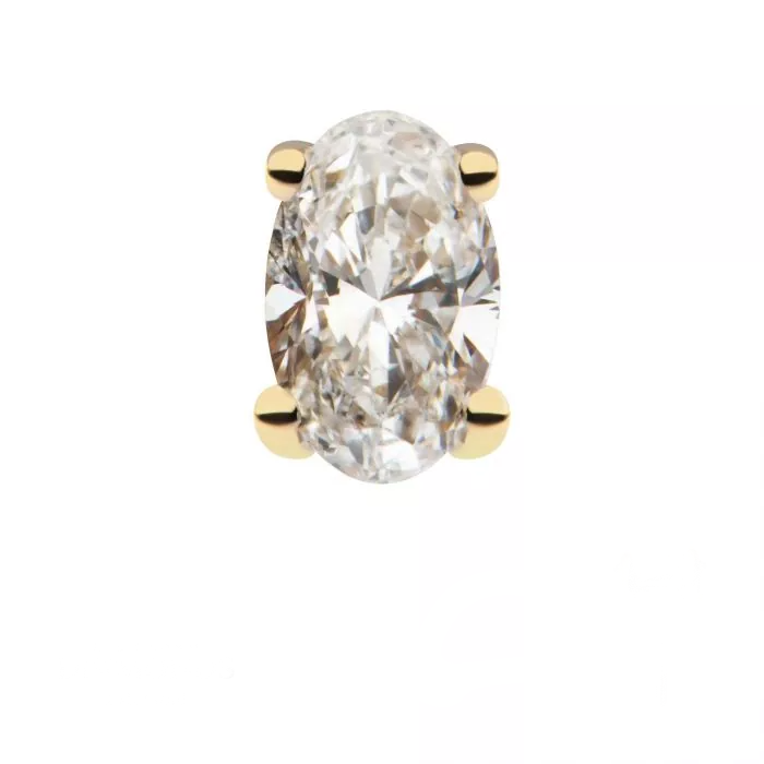 14k Gold Oval-Shaped Diamond Stud