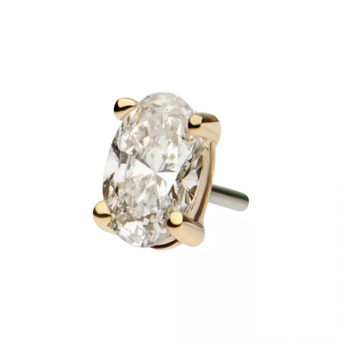 14k Gold Oval-Shaped Diamond Stud