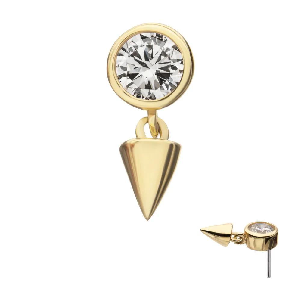 14k Gold Bezel-Set Swarovski® w/ Spike Dangle