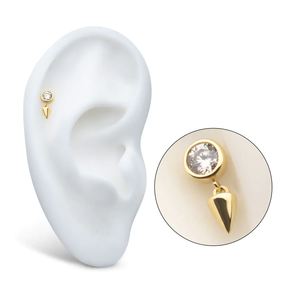 14k Gold Bezel-Set Swarovski® w/ Spike Dangle