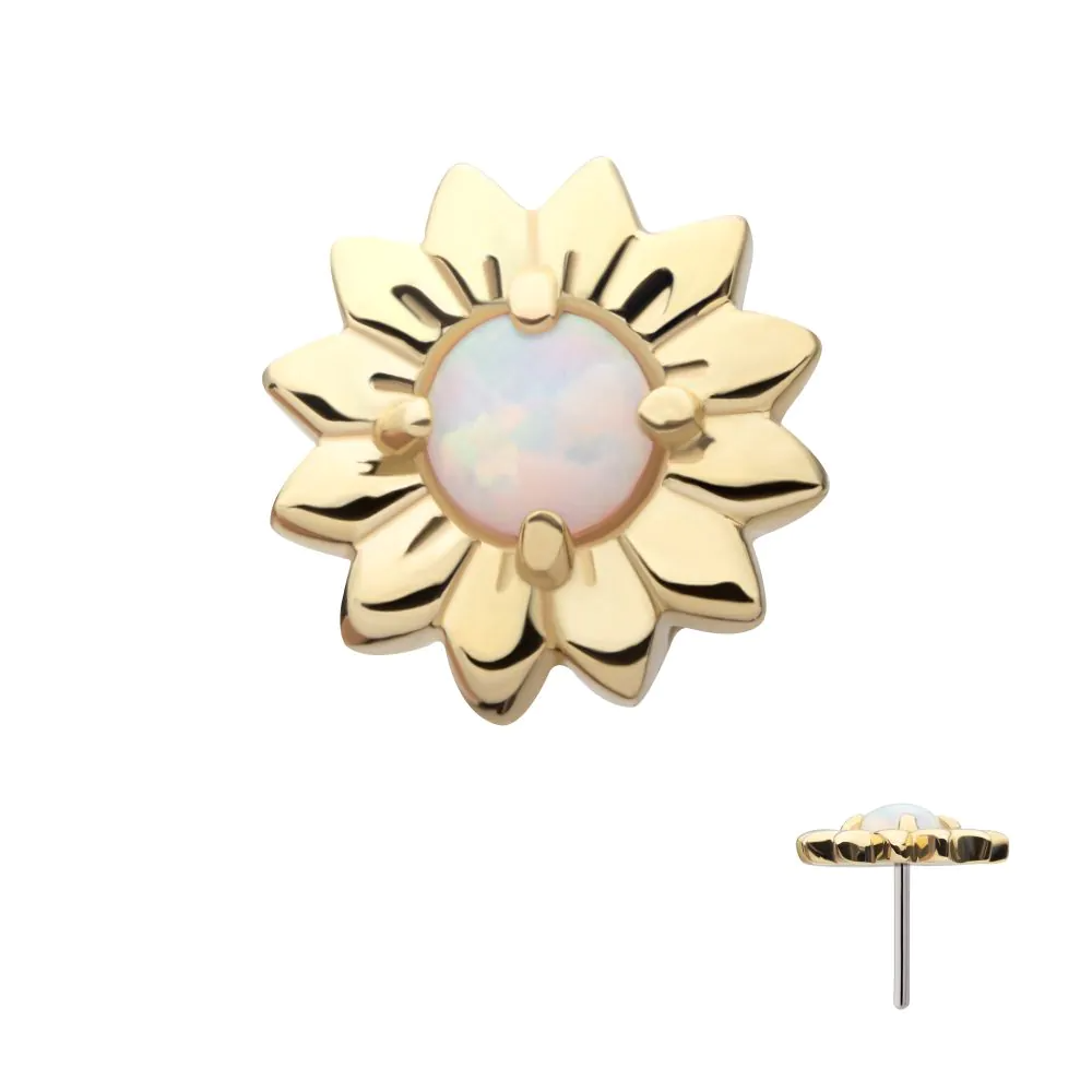14k Gold + White Opal Sunflower