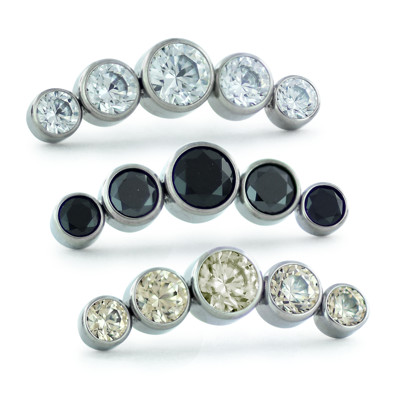 Bezel-Set 5-Gem Curved Cluster