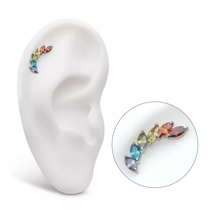 Staggered 6-Gem Marquise Swarovski® Cluster