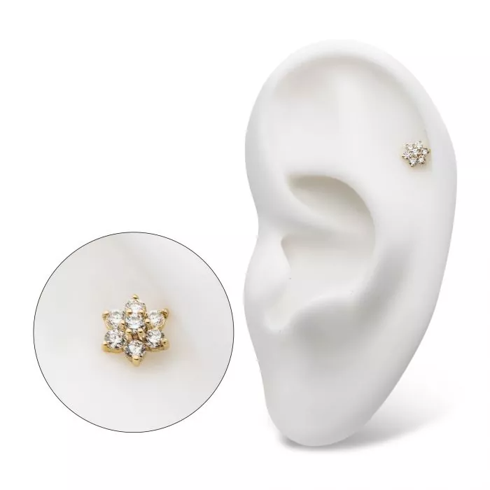14k Gold & Diamond Flower