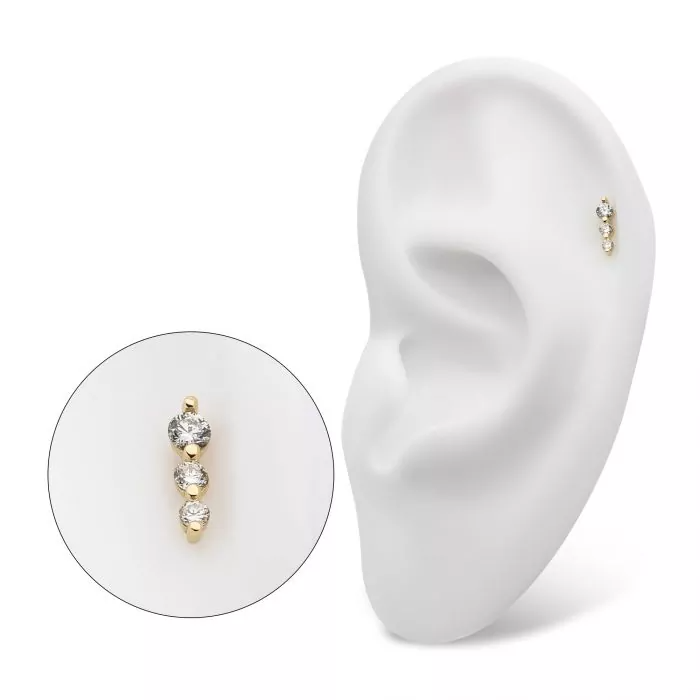 14k Gold Vertical Diamond Cluster
