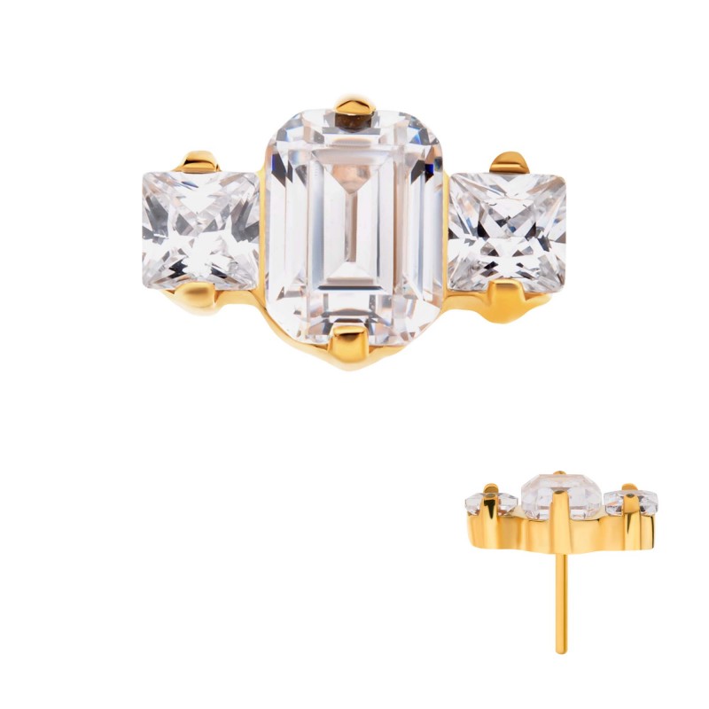 3-Gem Emerald & Square Cut Cluster