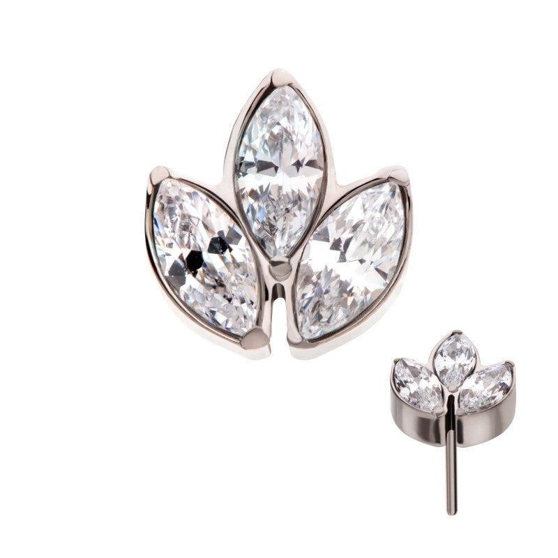3-Gem Marquise Petal Cluster