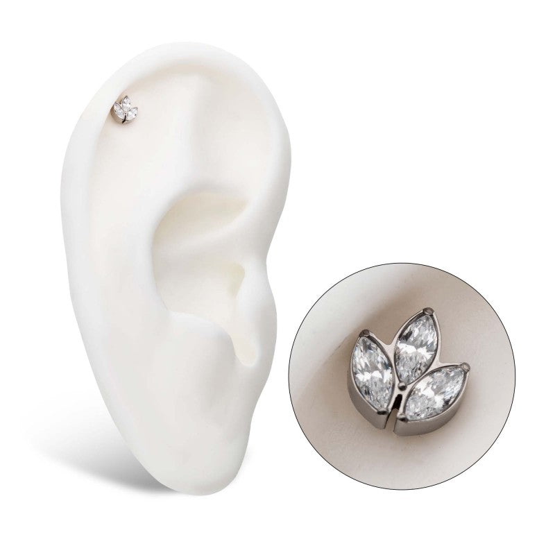 3-Gem Marquise Petal Cluster