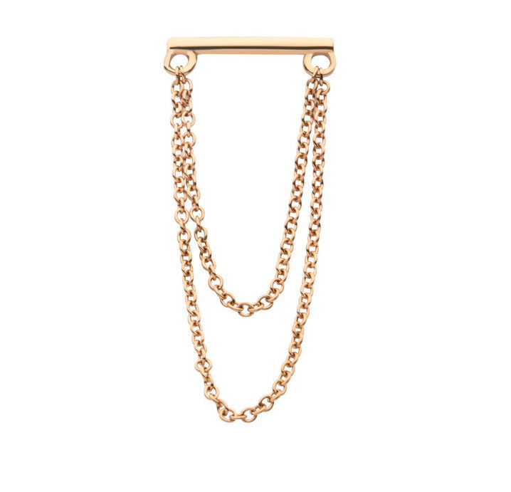 14k Gold Bar Top w/ Double Chain