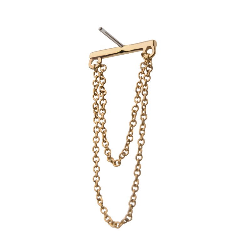 14k Gold Bar Top w/ Double Chain