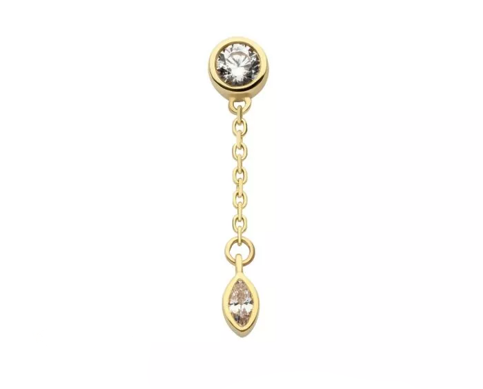 14k Gold Bezel & Marquise Dangle