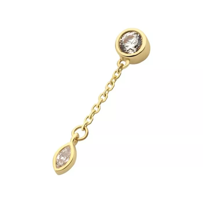 14k Gold Bezel & Marquise Dangle