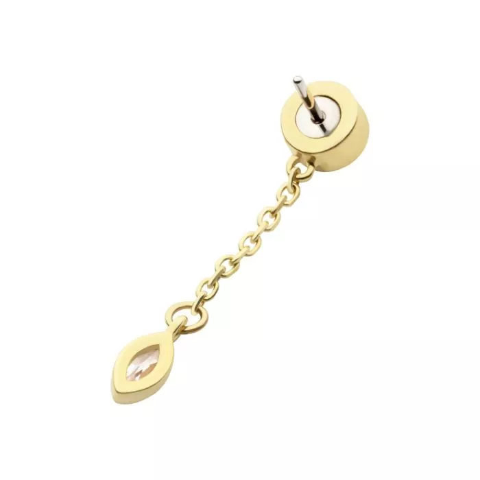 14k Gold Bezel & Marquise Dangle