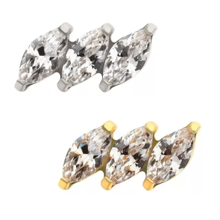 3-Gem Diagonal Marquise Cluster