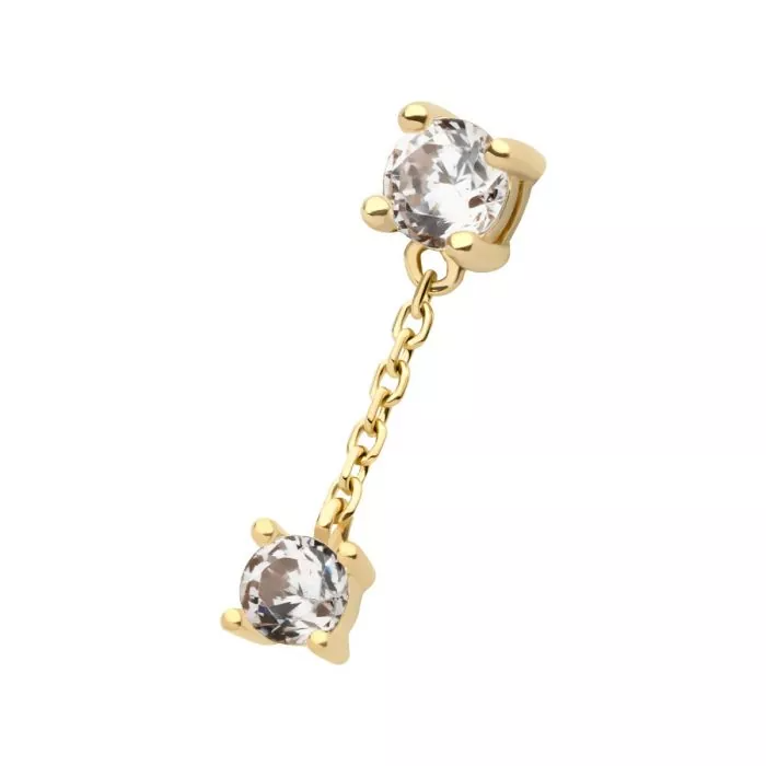 14k Gold Double Prong Dangle