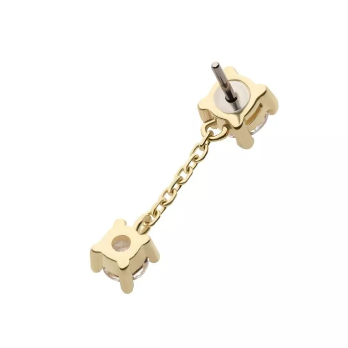 14k Gold Double Prong Dangle