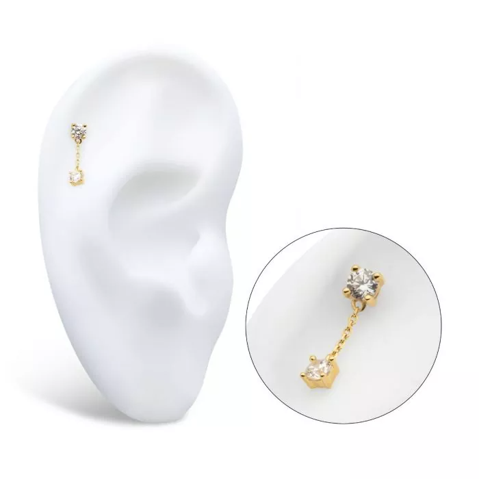 14k Gold Double Prong Dangle