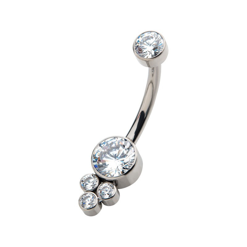 Bezel 3-Gem Cluster Navel Barbell