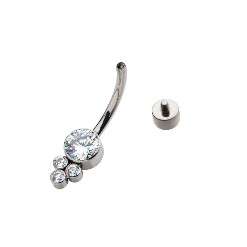 Bezel 3-Gem Cluster Navel Barbell