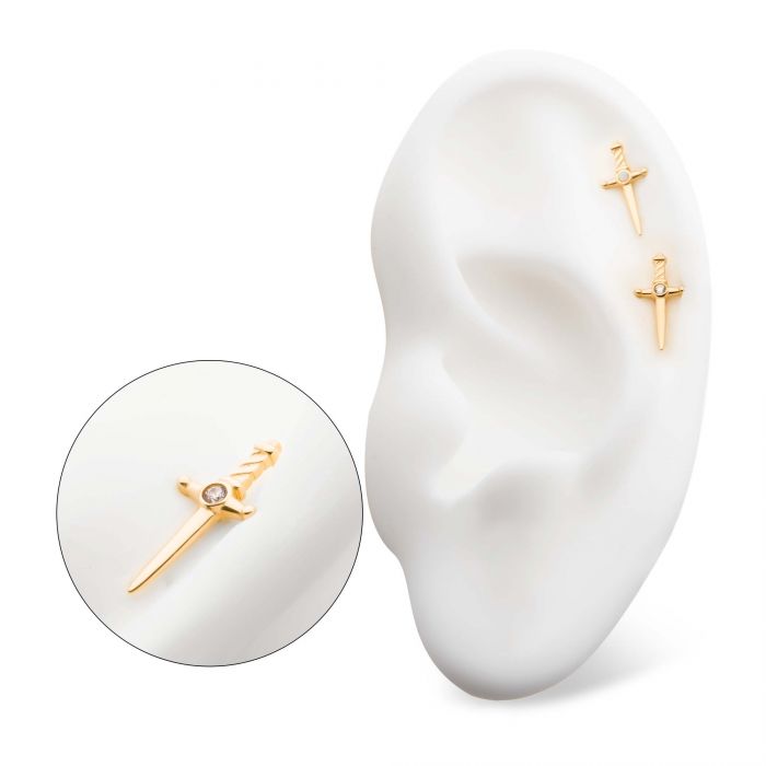 14k Gold Dagger w/ Swarovski® Center