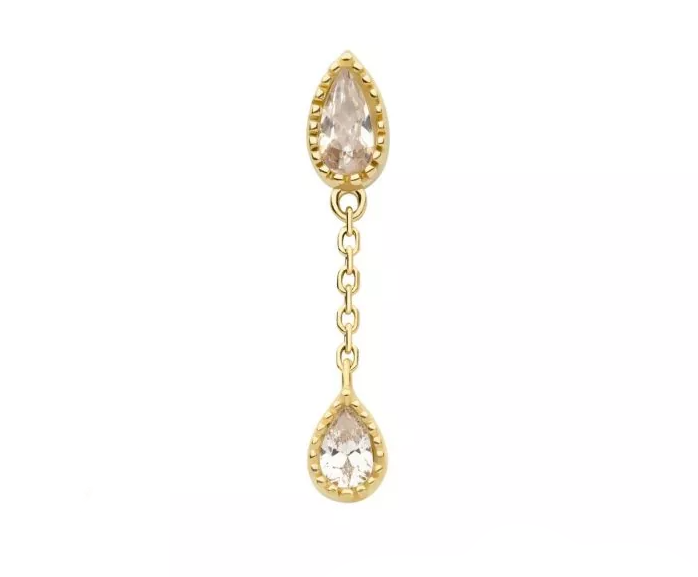 14k Gold Double Teardrop Dangle