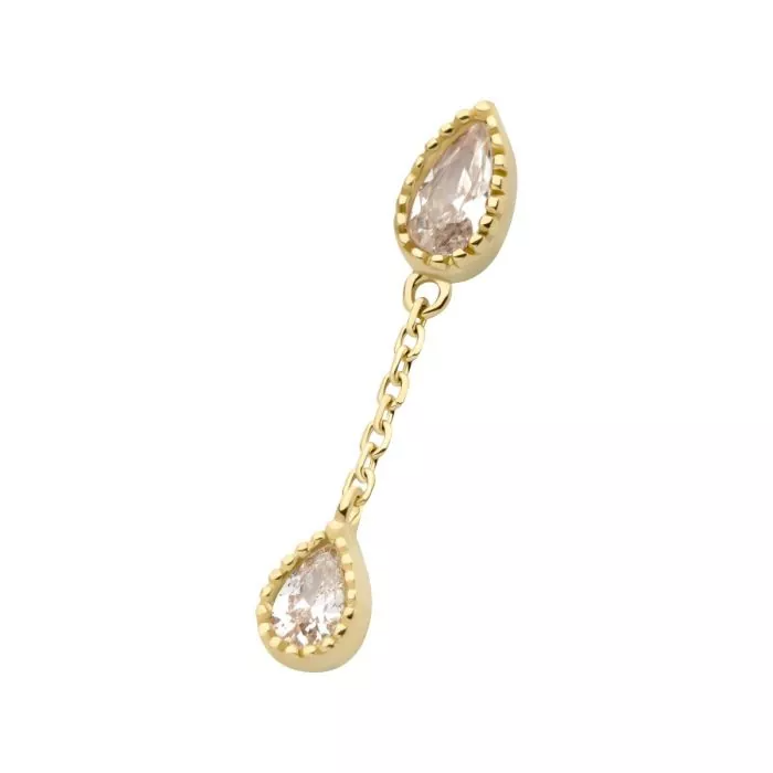 14k Gold Double Teardrop Dangle