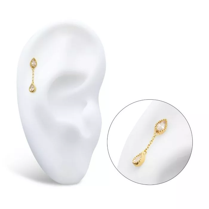 14k Gold Double Teardrop Dangle