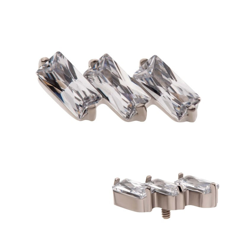 3-Gem Diagonal Baguette Cluster