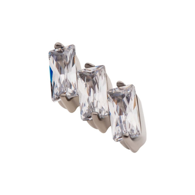 3-Gem Diagonal Baguette Cluster