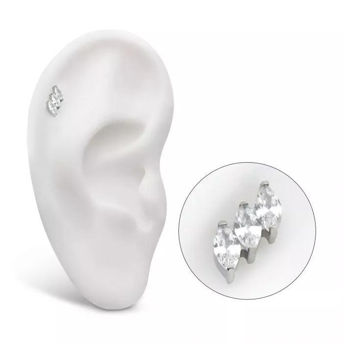 3-Gem Diagonal Marquise Cluster