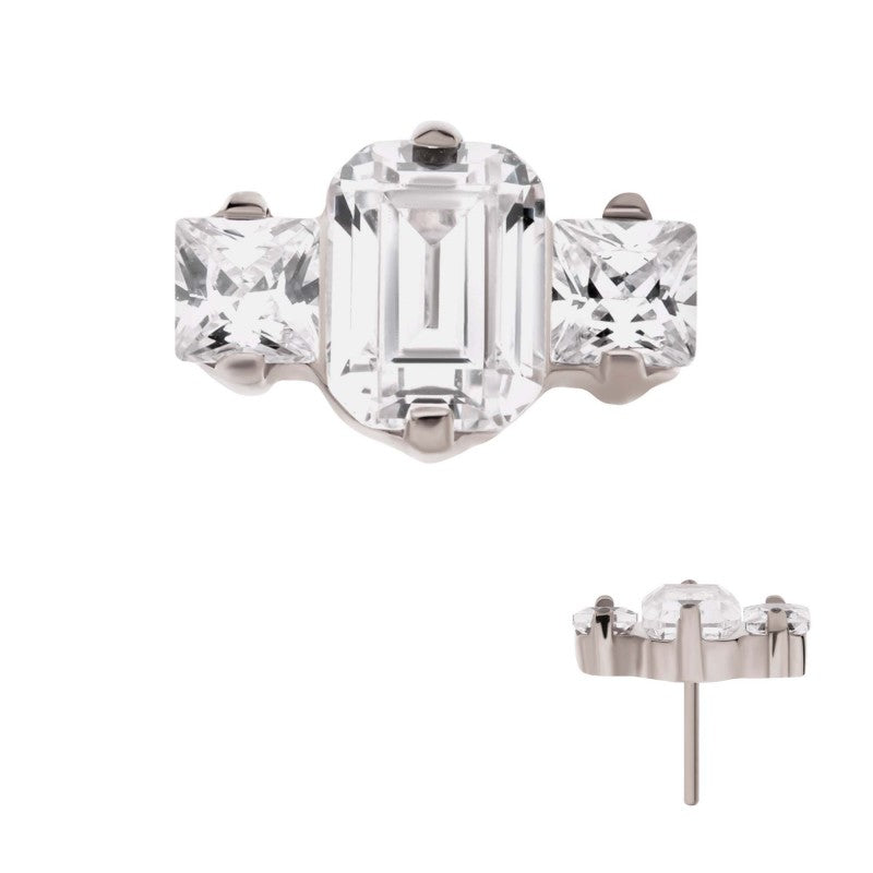 3-Gem Emerald & Square Cut Cluster