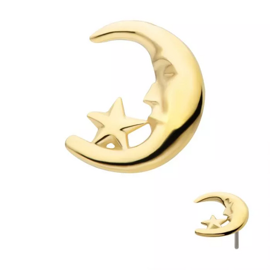 14k Gold Man in the Moon Stud
