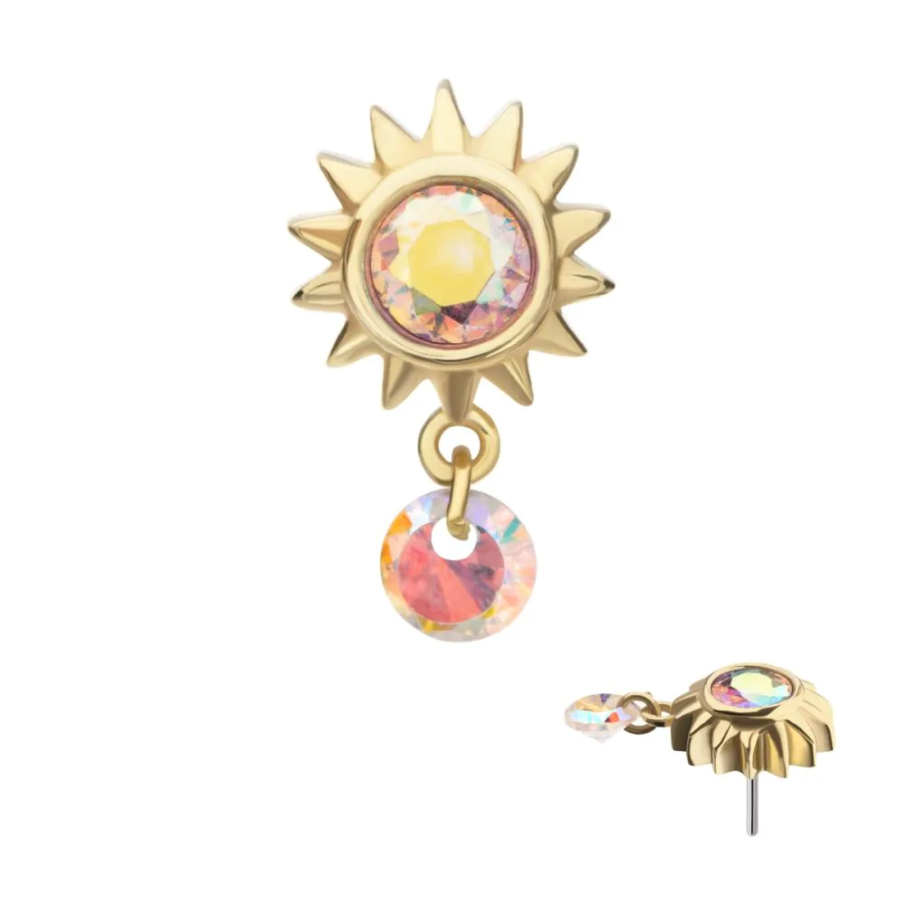 14k Gold Swarovski® Sunburst w/ Dangle