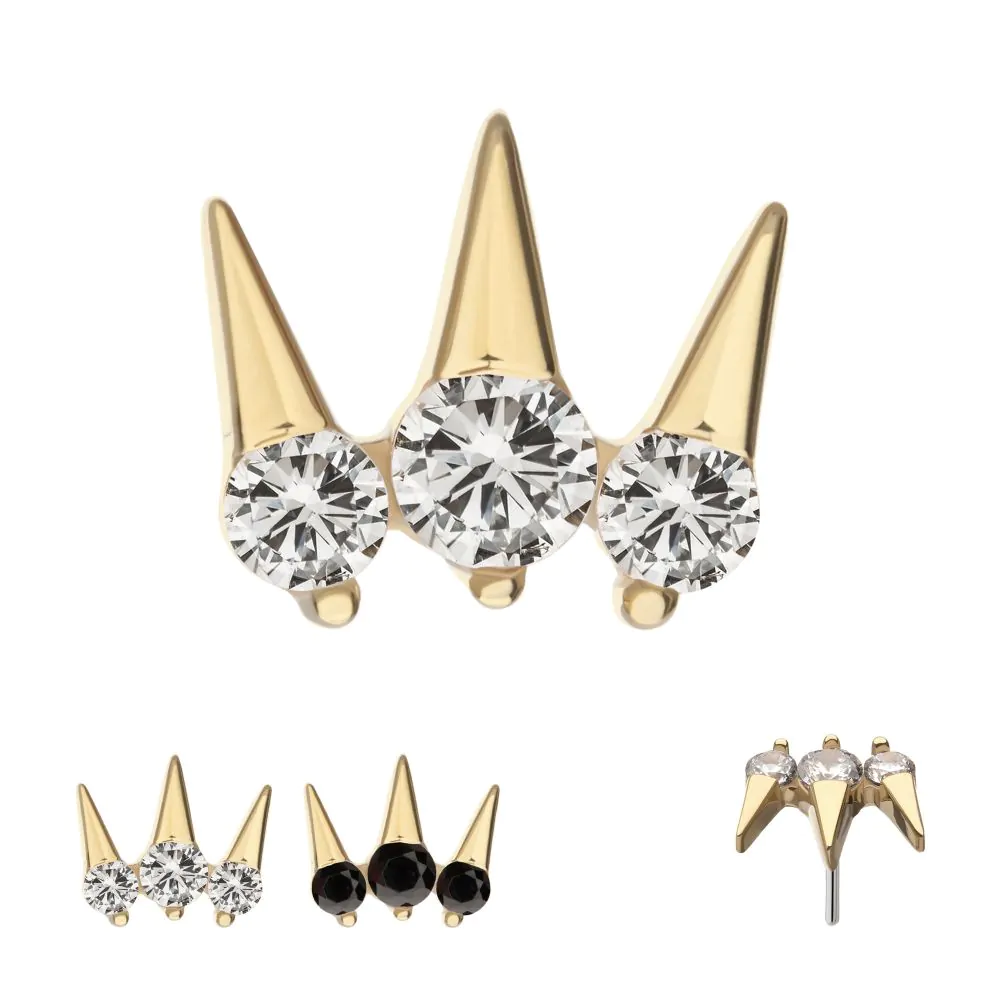 14k Gold Triple Spike w/ Swarovski® Gems