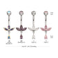 Triple Marquise Navel Barbell with Floating Teardrop Gem Dangle