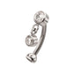 Bezel Fixed Top Curved Barbell with Floating Gem Dangle