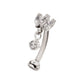 Triple Marquise Curved Barbell with Floating Gem Dangle
