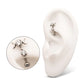 Triple Moon Curved Barbell with Floating Gem Dangle