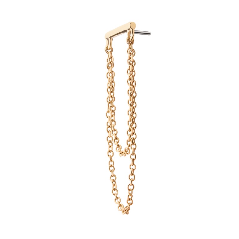 14k Gold Bar Top w/ Double Chain